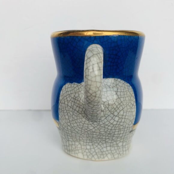 Vintage Fitz & Floyd 3D Elephant Crackled Ceramic Espresso Coffee Mug Cup - Picture 4 of 9